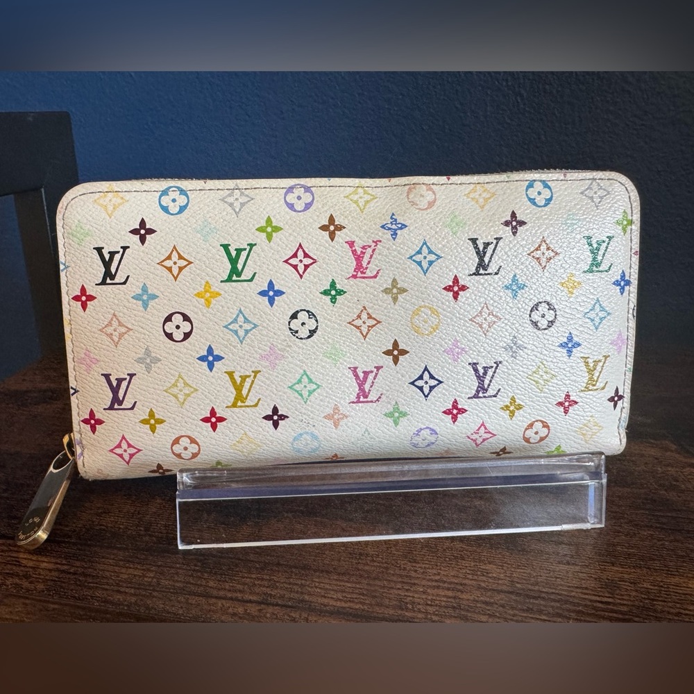 LOUIS VUITTON Murakami Monogram Zipper Wallet EUC